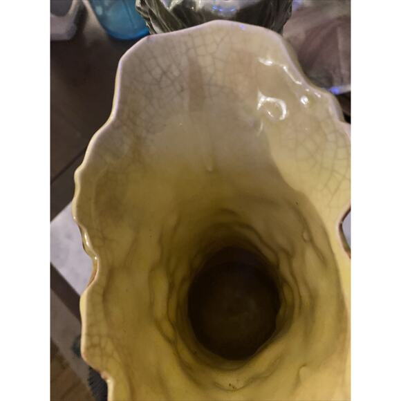 70s McCoy Vase/Pitcher, Grape Pattern Triple Handle Brown Green Retro SET - Picture 5 of 11